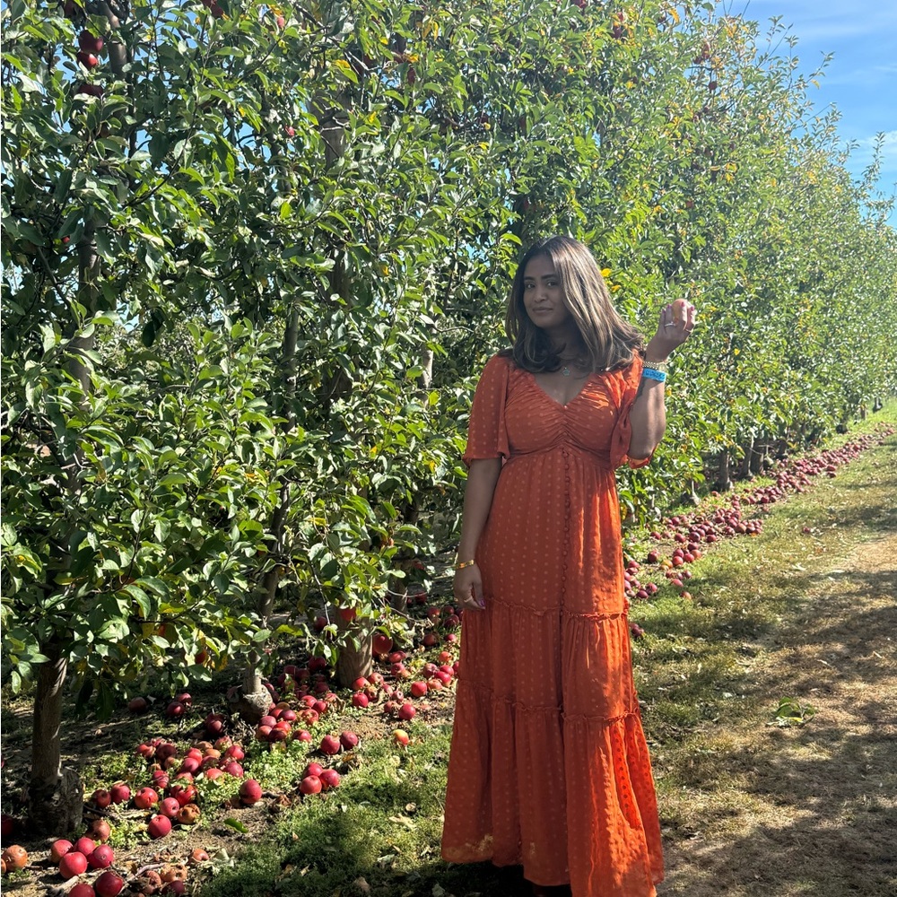 Anthropologie Vibrant Orange Maxi Dress